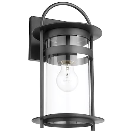 Bracer 1-Lgt Medium Wall Lantern - Matte Black / Clear Glass